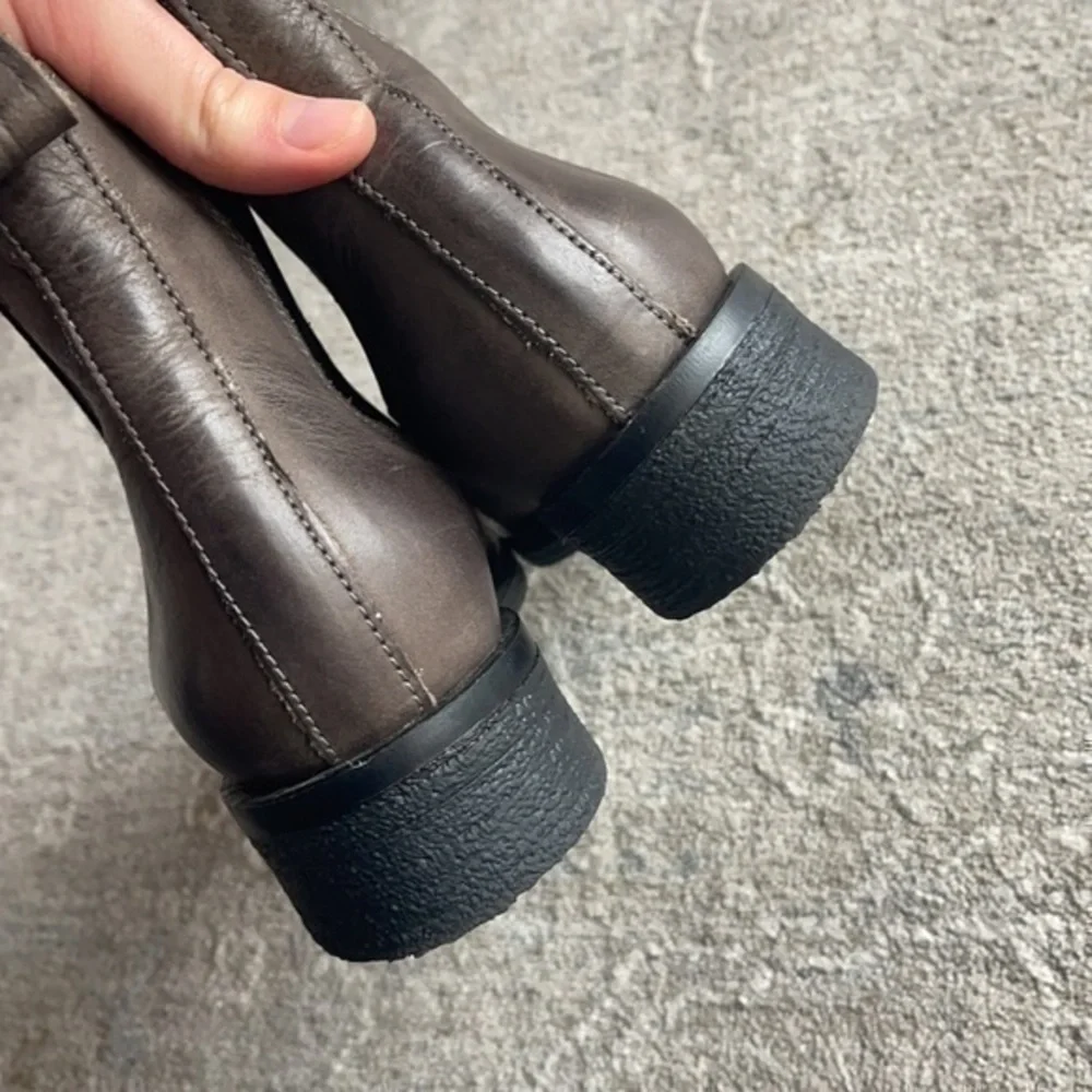 Brown leather booties